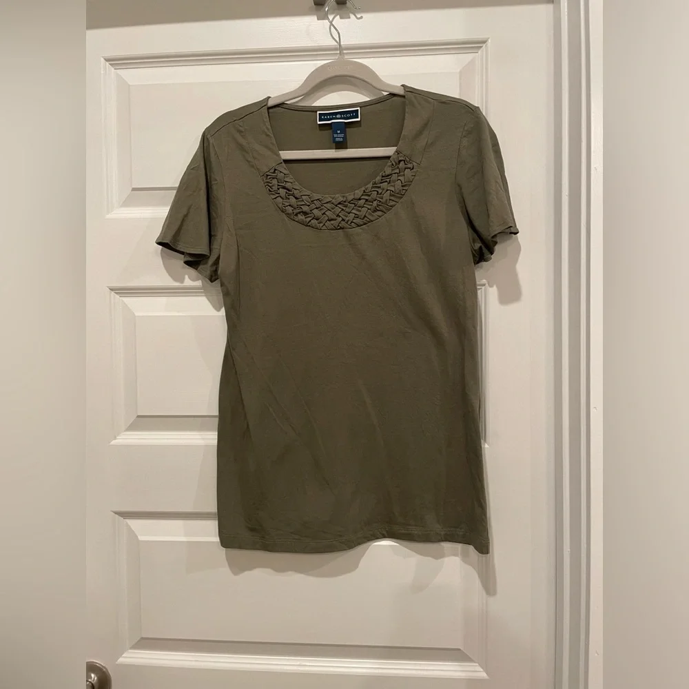 Karen Scott- Olive Green Top- Size Medium